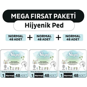 Bio Natural Premium Plus Hijyenik Ped Mega Fırsat Paketi Normal 144 Adet
