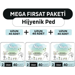 Bio Natural Premium Plus Hijyenik Ped Mega Fırsat Paketi Uzun 120 Adet