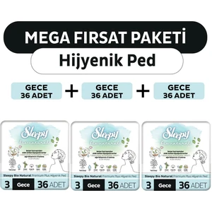 Bio Natural Premium Plus Hijyenik Ped Mega Fırsat Paketi Gece 108 Adet