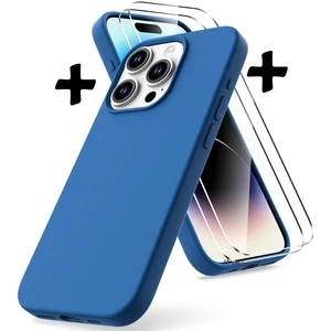 M.TK Moveteck Apple iPhone 15 Pro Max Kılıf Silikon + 9h Tempereli Nano Cam 2'li Set Ekran Camı