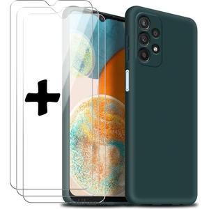 M.TK Moveteck Samsung Galaxy A23 Kılıf Silikon + 9h Tempereli Nano Cam 2'li Set Ekran Camı