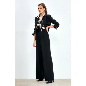Bel Detaylı Pantolon - Siyah