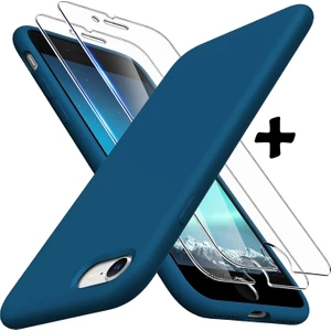 M.TK Moveteck Apple iPhone 7 Plus - 8 Plus Uyumlu Kılıf Silikon + 9h Tempereli Nano Cam 2'li Set Ekran Camı