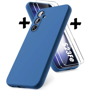 M.TK Moveteck Samsung Galaxy S23 Fe Kılıf Kamera Korumalı Yumuşak Silikon Kap +9h Ekran Koruyucu Cam 2in1 Set