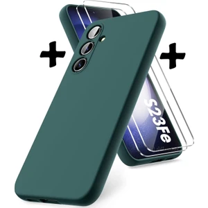 M.TK Moveteck Samsung Galaxy S23 Fe Kılıf Kamera Korumalı Silikon Kap +9h Ekran Koruyucu Cam 2in1 Set