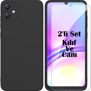 M.TK Moveteck Samsung Galaxy A04E Kılıf Silikon + 9h Tempereli Nano Cam 2'li Set Ekran Camı