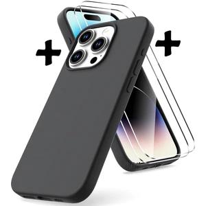 M.TK Moveteck Apple iPhone 15 Pro Max Kılıf Silikon + 9h Tempereli Nano Cam 2'li Set Ekran Camı
