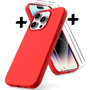 M.TK Moveteck Apple iPhone 15 Pro Max Kılıf Silikon + 9h Tempereli Nano Cam 2'li Set Ekran Camı