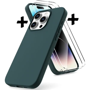 M.TK Moveteck Apple iPhone 15 Pro Max Kılıf Silikon + 9h Tempereli Nano Cam 2'li Set Ekran Camı