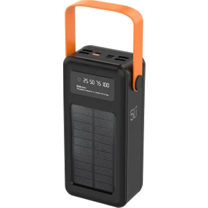 Acl 50000 Mah Powerbank Göstergeli Powerbank Solar Fenerli Güneş Enerjili Type C - Lightning - Micro USB - USB Kablolu Powerbank Taşınabilir Şarj Aleti Hızlı Şarj Aleti Powerbank PW19