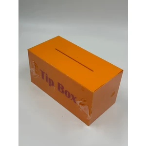 Pleksi Marketi Turuncu Pleksi Tip Box Bahşiş Kutusu