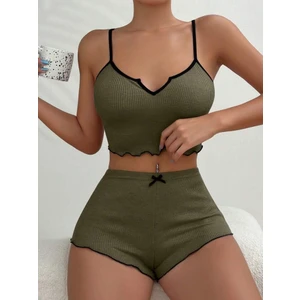 Fancy&dancy Kadın Kaşkorse Haki Renk Şortlu Gecelik Takımı 005