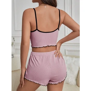 Fancy&dancy Kadın Pembe Renk Kaşkorse Kumaş Şortlu Şık Gecelik 006