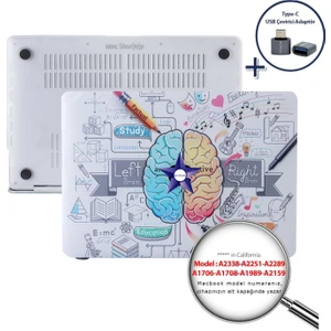 Macbook Pro Kılıf 13 inç M1-M2 A1706-08 A1989 A2159 A2251 A2289 A2338 ile Uyumlu Brain