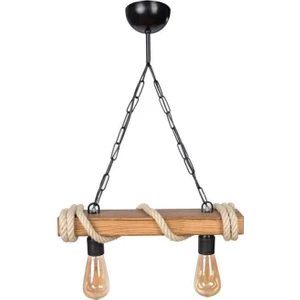 ASPA Home Ahşap Halatlı  Kütük Avize 2' Li Rustik Tasarım