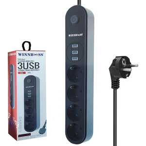 Akım Korumalı Priz Dörtlü Anahtarlı 2mt 3xusb Wınnboss WN-3402