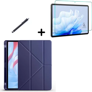 Honor Pad X9 Uyumlu Tri Fold Kalemlikli Tablet Kılıfı Ekran Koruyucu Kalem Seti