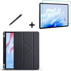 Honor Pad X9 Uyumlu Tri Fold Kalemlikli Tablet Kılıfı Ekran Koruyucu Kalem Seti