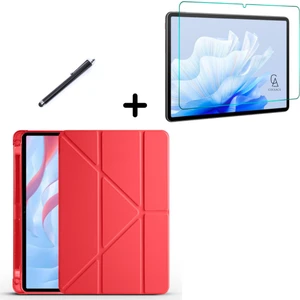 Honor Pad X9 Uyumlu Tri Fold Kalemlikli Tablet Kılıfı Ekran Koruyucu Kalem Seti