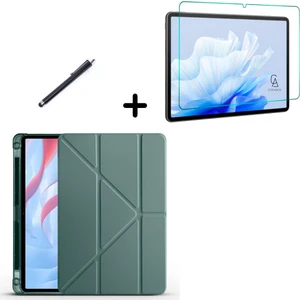 Honor Pad X9 Uyumlu Tri Fold Kalemlikli Tablet Kılıfı Ekran Koruyucu Kalem Seti