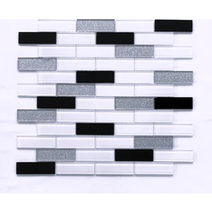 Mutfak Tezgah Arası ve Tüm Yüzeyler Için Kristal Cam Mozaik. Cam Ölçüleri: 23X73 Mm. File Karo Ölçüsü: 30X30 Cm. Renk: Beyaz-Siyah-Gümüş Mix ( 1 Kutu = 11 File Karo =1 M2 Fıyatıdır )