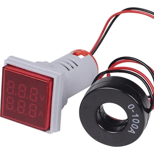 Hobi Mekatronik 22MM Dijital Voltmetre-Ampermetre Kare Ac 20-500V 0-100A Kırmızı