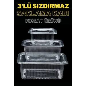 Yok Yok Ambalaj Plastik Sızdırmaz Kap Kullan At Tek Kullanımlık Plastik Kapaklı Kase 3' Lü Set Fırsat Ürünü