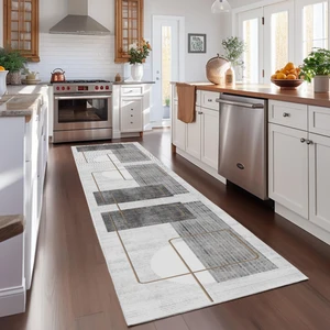 Yıkanabilir Yolluk Mutfak Kaymaz Dod Taban Leke Tutmaz Ev Koridor Yolluk Beyaz-Gri