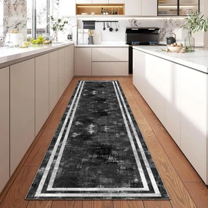 Yıkanabilir Yolluk Mutfak Kaymaz Dod Taban Leke Tutmaz Ev Koridor Yolluk Siyah-Gri