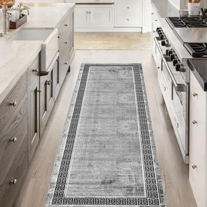 Yıkanabilir Yolluk Mutfak Kaymaz Dod Taban Leke Tutmaz Ev Koridor Yolluk Gri-Açıkgri