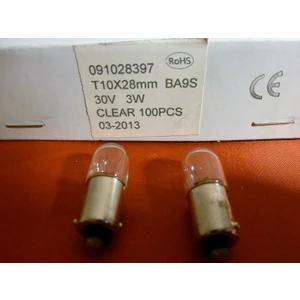 30V 3W 10X28MM BA9S  Süngülü Ampul. 10 Ad.