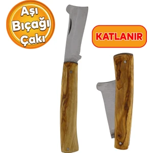 Ahşap Saplı Bıçak Çakı Aşı Bıçağı Profesyonel Çelik Tepeli Uçlu Bağ Ağaç Budama Aşı Çakısı 180 mm