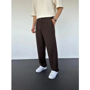 LA 1 END Siyah Pileli Baggy Kumaş Pantolon