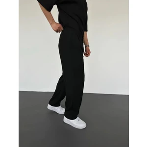 LA 1 END Siyah Pileli Baggy Kumaş Pantolon