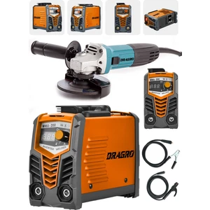 Germany Technology Çift Kartlı 200 Amper Invertör Kaynak MAKINASI-TURUNCU-3000W Taşlama +2li Set