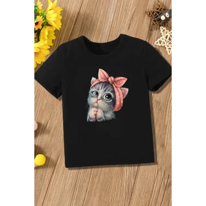 Only Trendwear Çocuk Minnoş Kedi Baskılı Pamuklu Tshirt