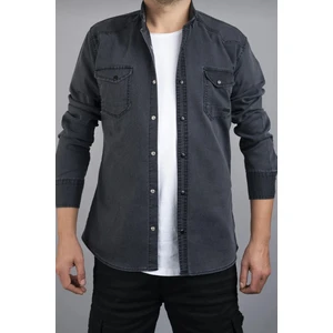 3A Moda Slim Fit Erkek Kot Gömlek Antrasit