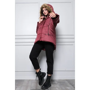 Hamile Fermuar Detaylı Şişme Hamile Mont Claret Red