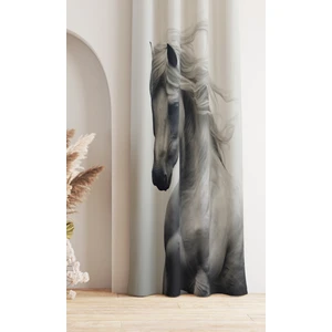 Fon Perde - At Desenli Dijital Baskılı Gri Pano Fon Perde-Digital Printed Background Curtain