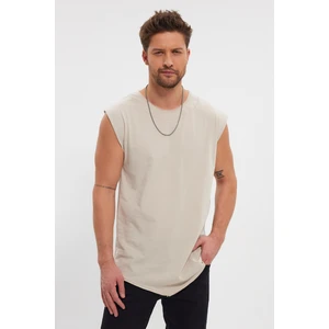 Geniş Yaka Asimetrik ve Pis Kesim Detaylı Sıfır Kol Tişört