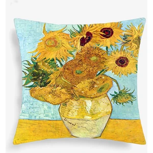 Van Gogh Ayçiçekli Vazo Çiçekler Kırlent Süs Yastık Dekorasyon