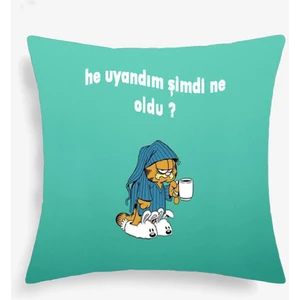 He Uyandım Şimdi Ne Oldu Dijital Baskılı Kırlent Yastık Hediyelik