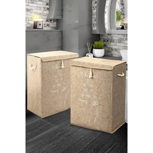 Emir-Ay 2 Adet Keçe Kapaklı Mega Kutu Kirli Çamaşır Sepeti Organizer Set