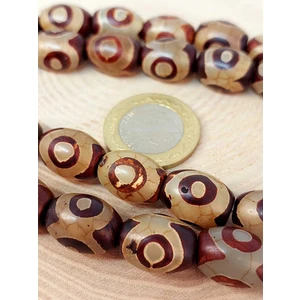 Yaşam Tohumu 3 Göz Tibet Akik Taşı Şekilli Kesim 12X15MM/ADET (45804-1)