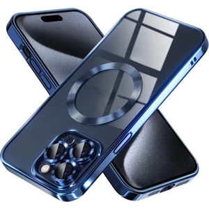 Apple iPhone 15 Pro Max Kılıf Kamera Lens Korumalı Logo Gösteren Arkası Şeffaf Parlak Kenarlı