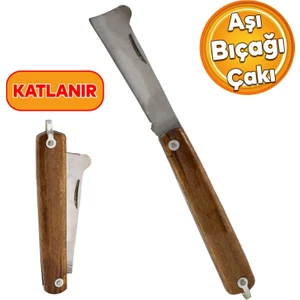 Saplı Bıçak Çakı Aşı Bıçağı Profesyonel Çelik Tepeli Uçlu Bağ Ağaç Budama Çentikli Aşı Çakısı 190 mm