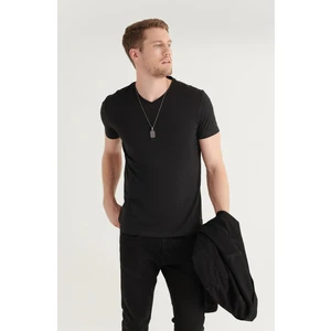 3A Moda  Basic  Pamuklu V Yaka Kısa Kollu T-Shirt