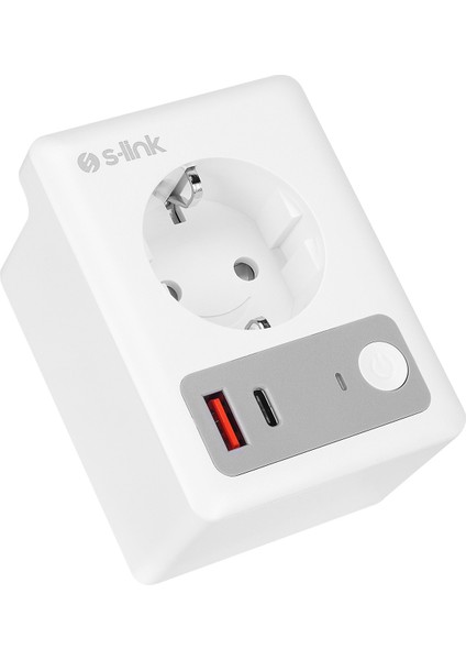 S-link SL-13 MASTERPOWER 16A Akım Korumalı Akıllı Priz 2.4 Ghz Type-C USB Çıkışlı WIFIBT TUYA Destekli