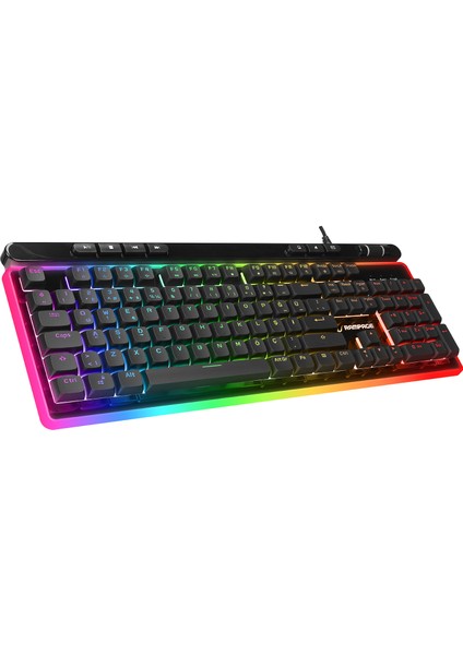 SHINE K14 Siyah USB RGB Backlight Membrane Gaming Oyuncu Klavye