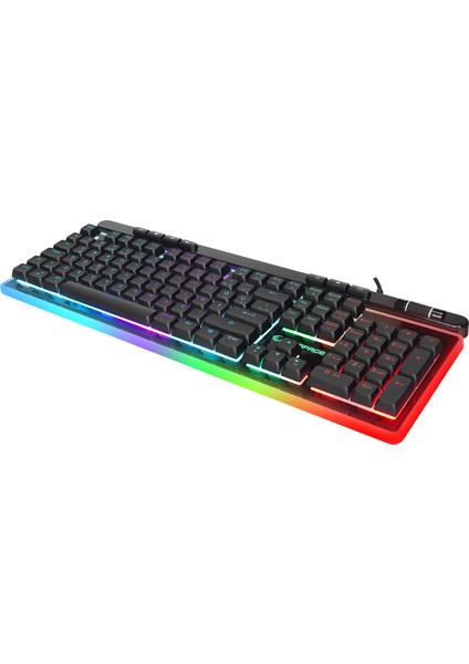 SHINE K14 Siyah USB RGB Backlight Membrane Gaming Oyuncu Klavye